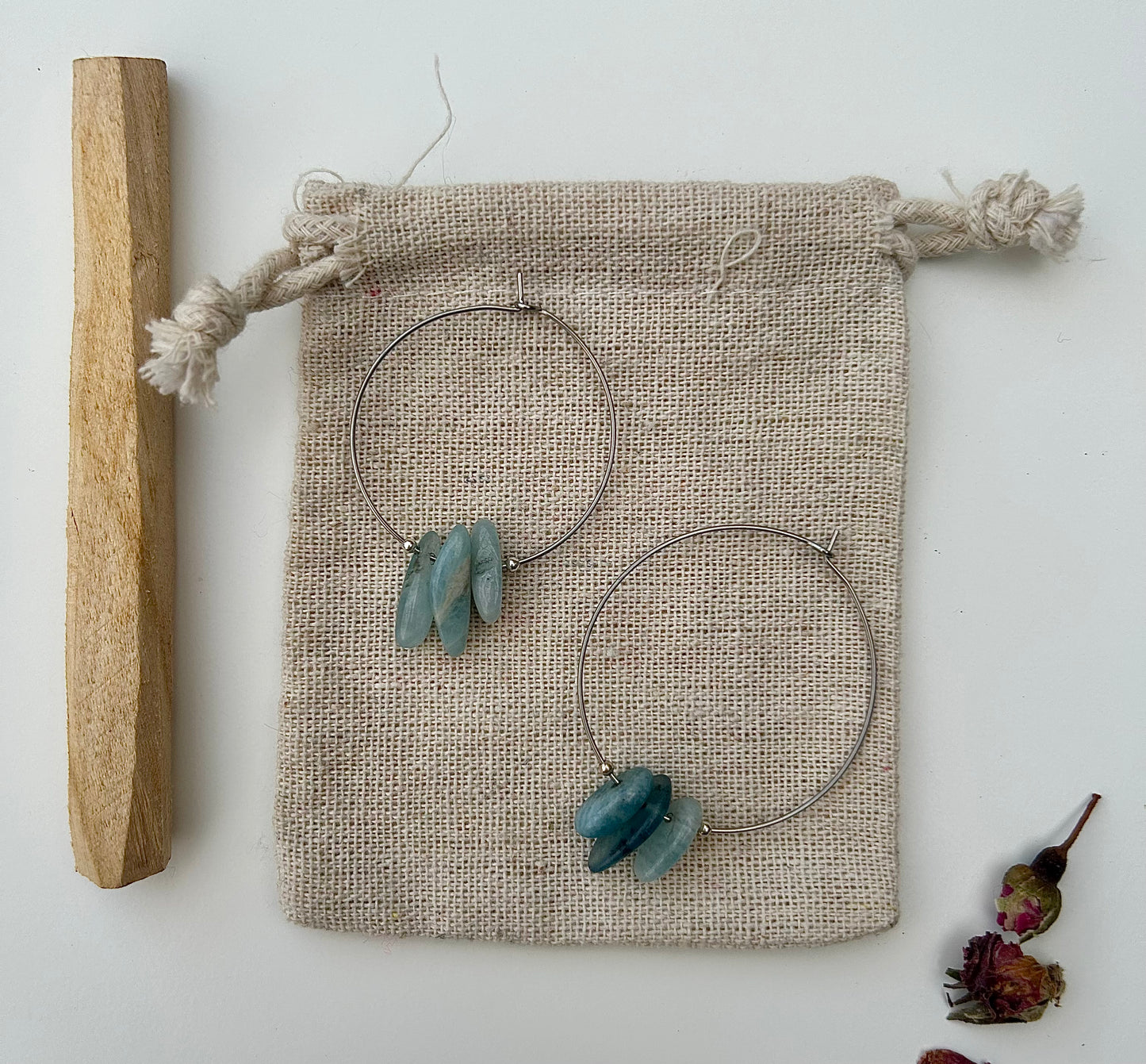 Aquamarine Hoop Earrings
