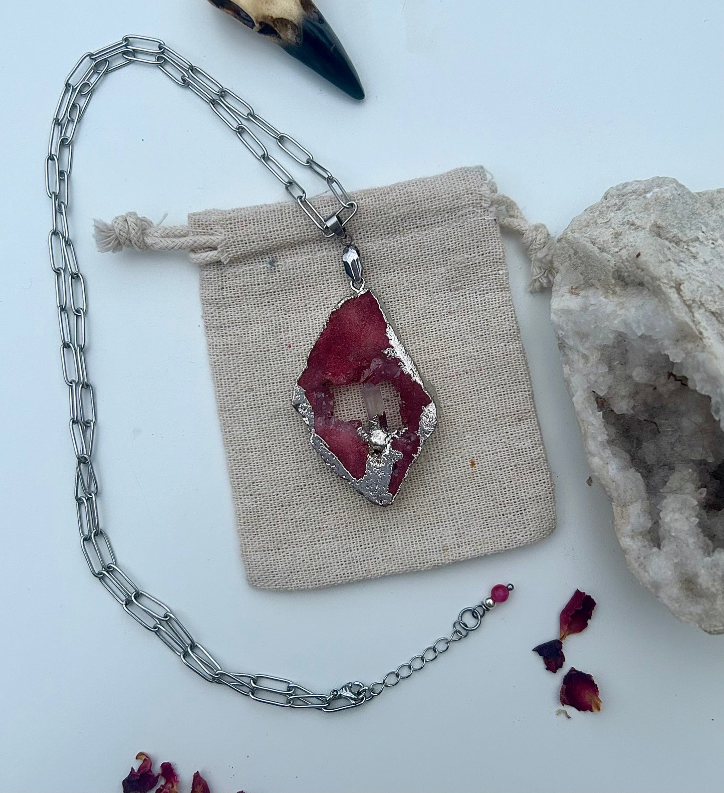 The Crimson Aura Geode Necklace