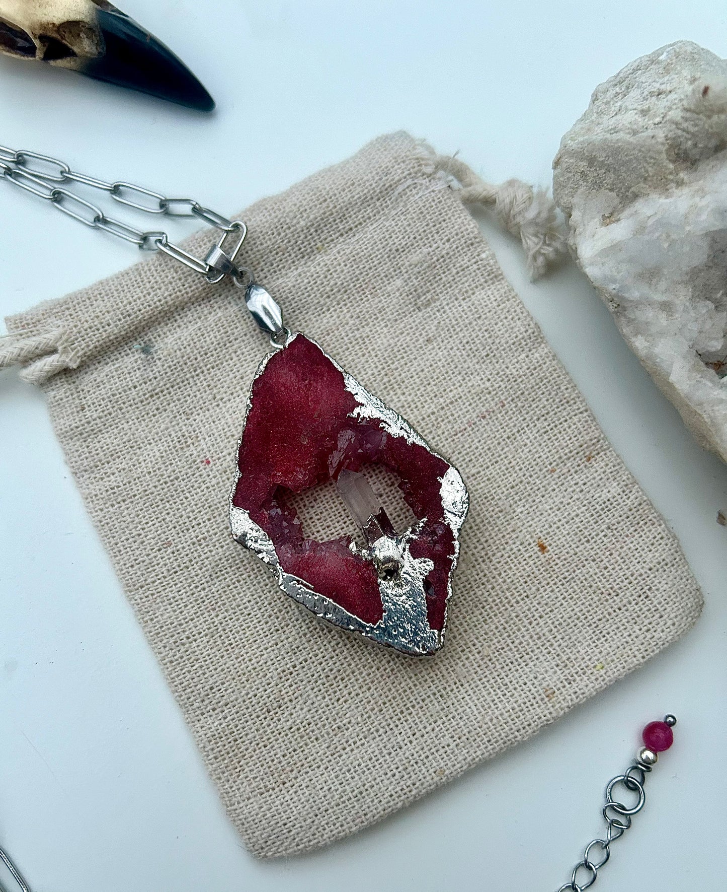 The Crimson Aura Geode Necklace
