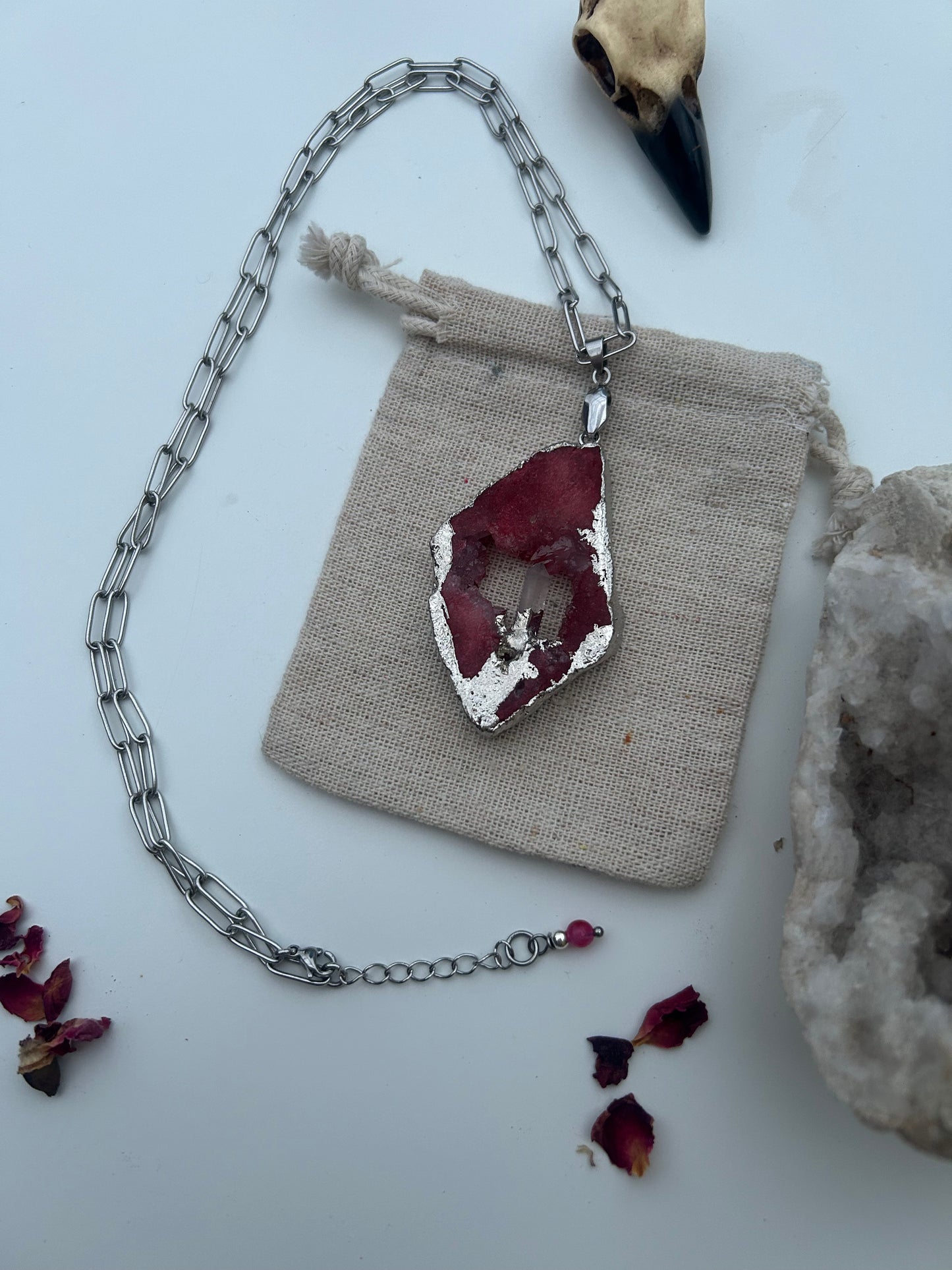 The Crimson Aura Geode Necklace