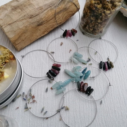 Pink x Black Tourmaline Hoop Earrings