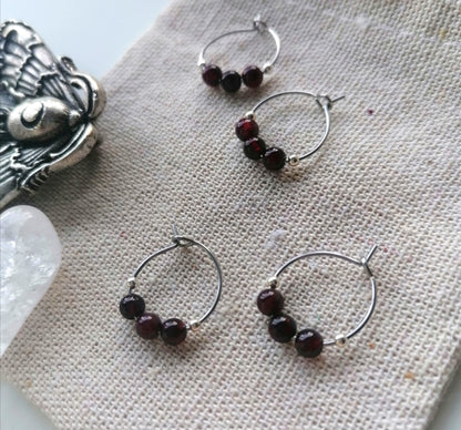 Garnet Hoop Earrings