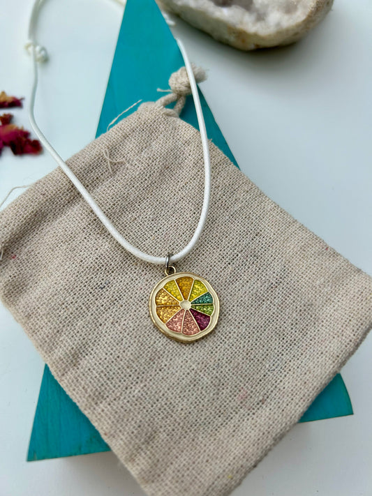 Citrus Glow Rainbow Enamel Necklace