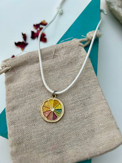 Citrus Glow Rainbow Enamel Necklace