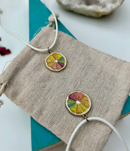 Citrus Glow Rainbow Enamel Necklace