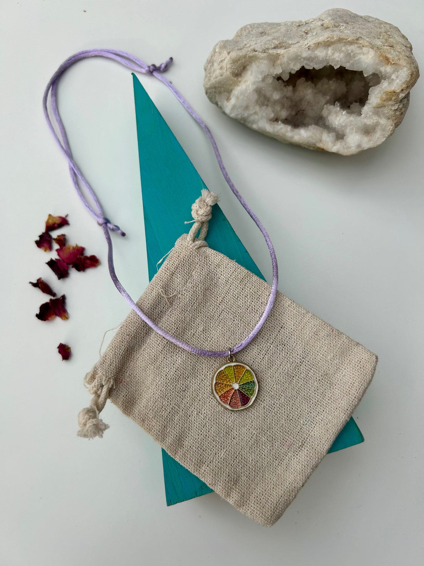 Citrus Glow Rainbow Enamel Necklace