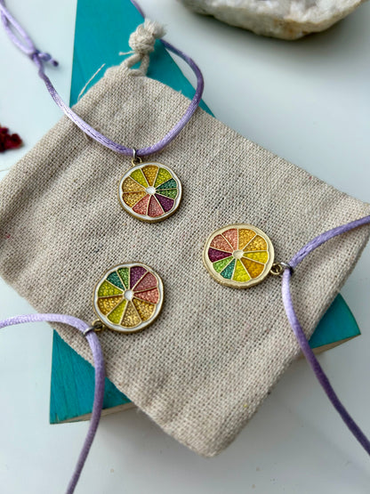 Citrus Glow Rainbow Enamel Necklace