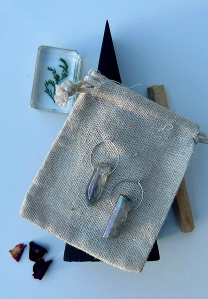 Rainbow Aura Quartz Hoop Earrings