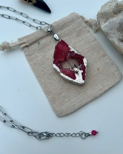 The Crimson Aura Geode Necklace
