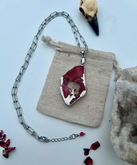 The Crimson Aura Geode Necklace